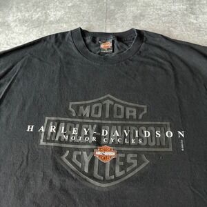 Vintage Harley Davidson Laughlin Run 20th Anniversary T-Shirt Faded Black XL